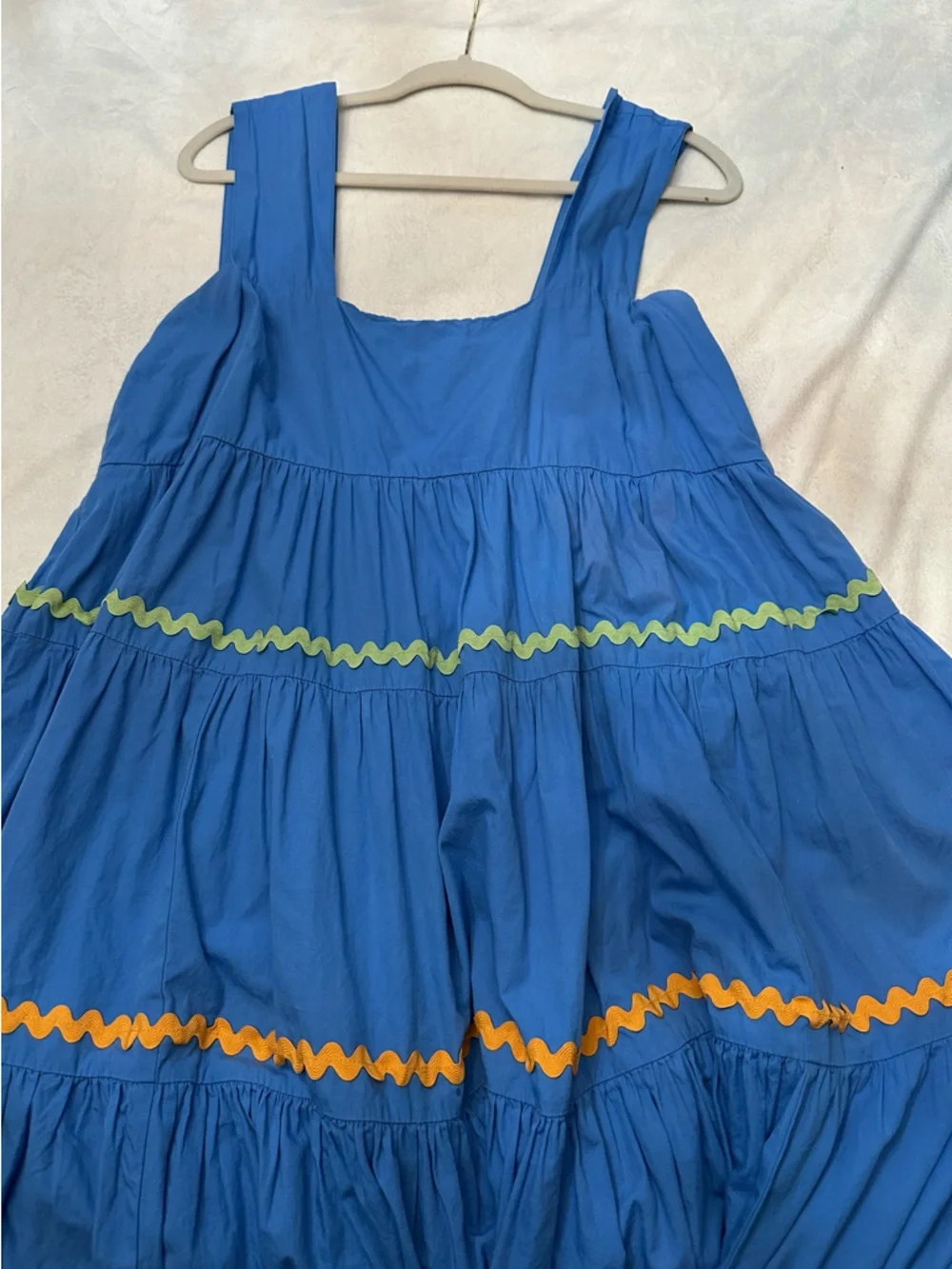 Anthropologie Blue The Helena Square-Neck Tiered Midi Dress Size XL 38331 - Picture 8 of 13